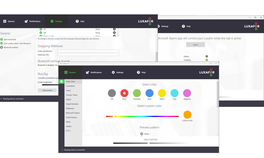 Busy Tag software - Luxafor integration